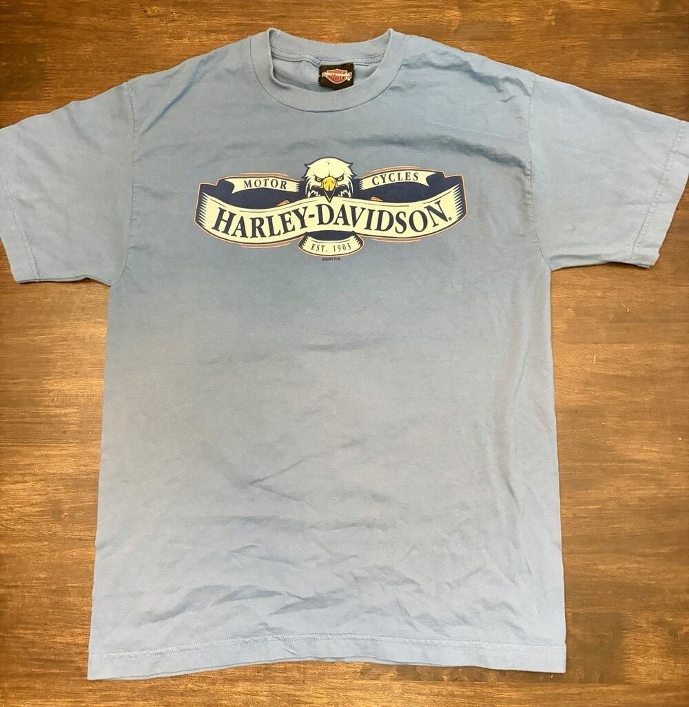 Harley Davidson Eagle Blue Patriot Fairfax VA Virginia Men’s Size Medium T-Shirt